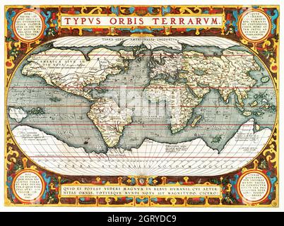 Typus orbis terrarum (1587-1595) di Abraham Ortelius. Mappa del mondo. Foto Stock