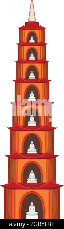 Tran Quoc Pagoda in Hanoi, icona di stile cartoon Illustrazione Vettoriale