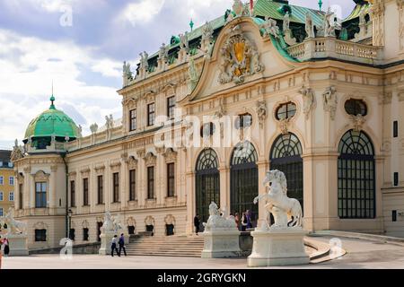 31 maggio 2019 Vienna, Austria - cortile superiore del palazzo Belvedere in giornata nuvolosa Foto Stock