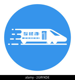 Icona glyph bianco flat vettoriale del treno passeggeri ad alta velocità Illustrazione Vettoriale