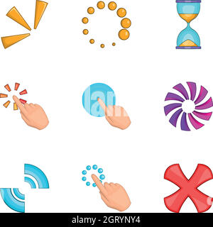 Computer icone clic mouse Set, stile cartoon Illustrazione Vettoriale