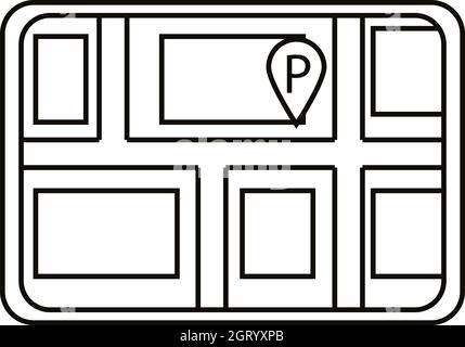 Icona di parcheggio, stile contorno Illustrazione Vettoriale