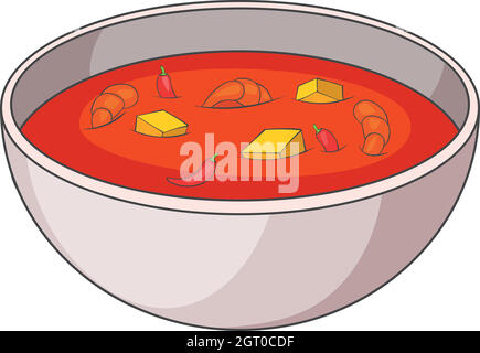 Tom Yum zuppa tailandese icona, stile cartoon Illustrazione Vettoriale