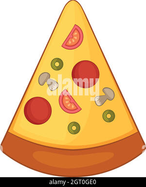 Un trancio di pizza icona, stile cartoon Illustrazione Vettoriale