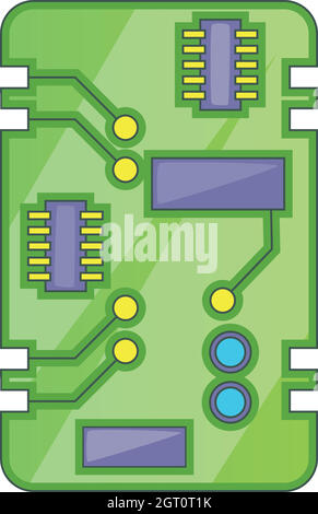 Circuito telefonico board icona, stile cartoon Illustrazione Vettoriale