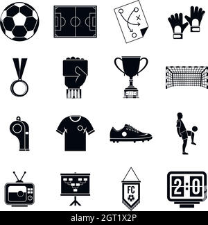 Soccer Football set di icone, stile semplice Illustrazione Vettoriale