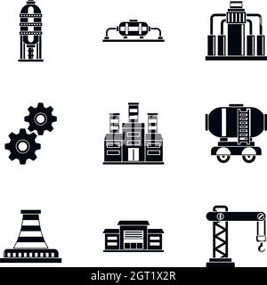 Benzina set di icone, stile semplice Illustrazione Vettoriale