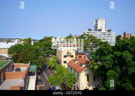 Fitzroy St a Kirribilli visto dal Sydney Harbour Bridge. Foto Stock