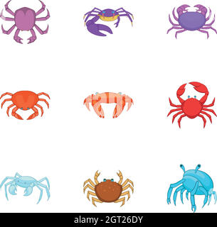 Frutti di mare set di icone, stile cartoon Illustrazione Vettoriale