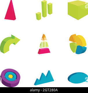 Icone di grafici, grafici, elementi infografici impostate Illustrazione Vettoriale