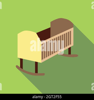 Letto bimbo icona, stile piatto Illustrazione Vettoriale