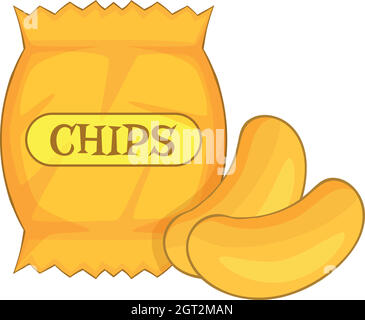 Potato Chips icona, stile cartoon Illustrazione Vettoriale