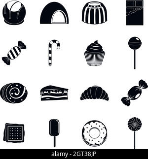 Dolci e caramelle set di icone, stile semplice Illustrazione Vettoriale