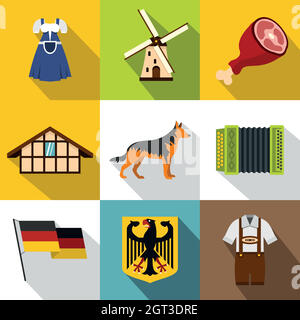 Set icone Repubblica di Germania, stile piatto Illustrazione Vettoriale