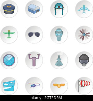 Aviazione set di icone Illustrazione Vettoriale