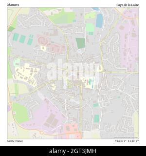 Mamers, Sarthe, Francia, Pays de la Loire, N 48 21' 1'', e 0 22' 9'', mappa, mappa senza tempo pubblicata nel 2021. Viaggiatori, esploratori e avventurieri come Florence Nightingale, David Livingstone, Ernest Shackleton, Lewis and Clark e Sherlock Holmes si sono affidati alle mappe per pianificare i viaggi verso gli angoli più remoti del mondo, Timeless Maps sta mappando la maggior parte delle località del mondo, mostrando il successo di grandi sogni Foto Stock