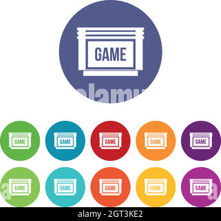 Icone del set di cartucce di gioco Illustrazione Vettoriale