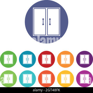 Due porte in vetro impostano icone Illustrazione Vettoriale