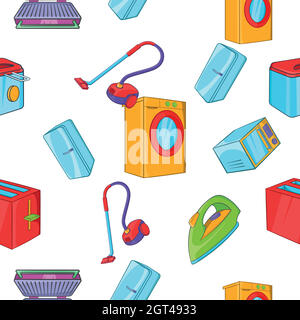 Home appliances pattern, stile cartoon Illustrazione Vettoriale