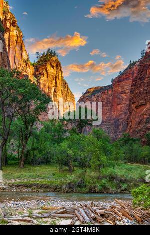 Il fiume Virgin mentre scorre attraverso il parco nazionale di Zion Foto Stock