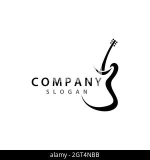 Design di icone vettoriali per il logo della chitarra Foto Stock