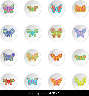 Butterfly fairy set di icone Illustrazione Vettoriale