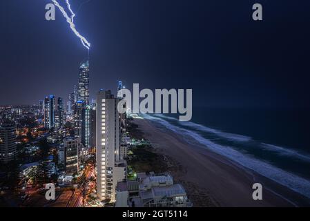 Tempesta elettrica sulla Gold Coast Australia Foto Stock