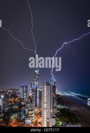 Tempesta elettrica sulla Gold Coast Australia Foto Stock