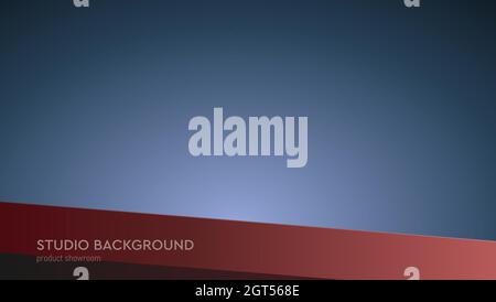 Vista dall'alto verso il basso del piedistallo rosso. Studio per l'esposizione dei prodotti con spazio per la copia. Illustrazione vettoriale. Illustrazione Vettoriale