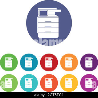 Icone del set di dispositivi multifunzione Illustrazione Vettoriale