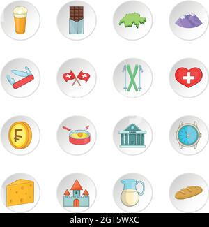 Switzerland Travel set di icone Illustrazione Vettoriale
