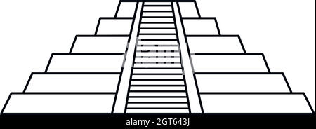 Chichen Itza rovine Maya Messico icona, stile contorno Illustrazione Vettoriale