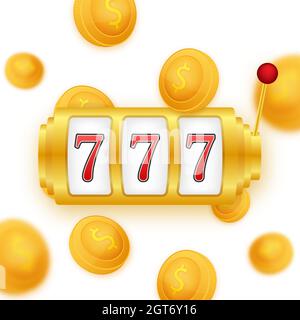 Il jackpot della moneta d'oro vince su sfondo dorato. Icona vettore. Sfondo dorato. Jackpot casinò. Illustrazione Vettoriale