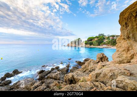 Bella Sant Francesc creek e spiaggia di Blanes in Spagna Foto Stock