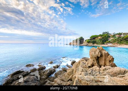 Bella Sant Francesc creek e spiaggia di Blanes in Spagna Foto Stock