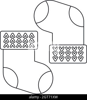 Baby calzini di cotone, l'icona di stile di contorno Illustrazione Vettoriale