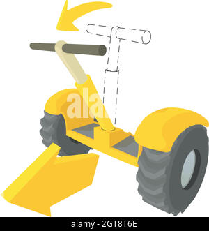 Icona del segway inclinato anteriore, stile cartoon Illustrazione Vettoriale