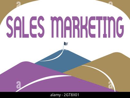 Didascalia di testo che presenta il marketing di vendita. Concetto che significa introdurre il prodotto o il servizio per ottenere comprato disegno della gamma della montagna con strada Foto Stock