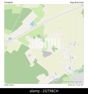 Courgeon, Sarthe, Francia, Pays de la Loire, N 48 3' 45'', e 0 37' 58''', mappa, mappa senza tempo pubblicata nel 2021. Viaggiatori, esploratori e avventurieri come Florence Nightingale, David Livingstone, Ernest Shackleton, Lewis and Clark e Sherlock Holmes si sono affidati alle mappe per pianificare i viaggi verso gli angoli più remoti del mondo, Timeless Maps sta mappando la maggior parte delle località del mondo, mostrando il successo di grandi sogni Foto Stock