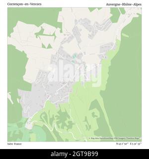 Correnon-en-Vercors, Isère, Francia, Auvergne-Rhône-Alpes, N 45 1' 50'', e 5 31' 33''', mappa, mappa senza tempo pubblicata nel 2021. Viaggiatori, esploratori e avventurieri come Florence Nightingale, David Livingstone, Ernest Shackleton, Lewis and Clark e Sherlock Holmes si sono affidati alle mappe per pianificare i viaggi verso gli angoli più remoti del mondo, Timeless Maps sta mappando la maggior parte delle località del mondo, mostrando il successo di grandi sogni Foto Stock