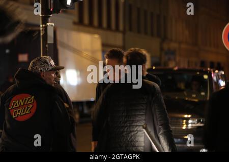 David Hasselhoff am set zu Dreharbeiten für die Serie 'Ze Network' auf der Hospitalstraße. Görlitz, 28.09.2021 Foto Stock