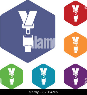 Cintura di sicurezza set di icone Illustrazione Vettoriale