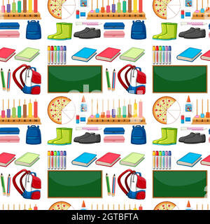 Design dello sfondo perfetto con gli articoli scolastici Illustrazione Vettoriale