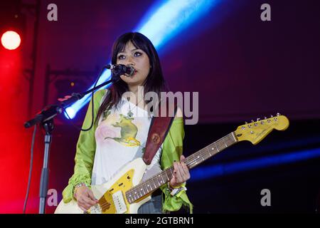 1 ottobre 2021: Beatrice Kristi Laus aka Beabadoobee suona al nuovo festival musicale britannico Sound City , Liverpool 2021 (Credit Image: © Andy von PIP/ZUMA Press Wire) Foto Stock