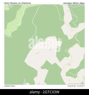 Saint-Maurice-en-Chalencon, Ardèche, Francia, Auvergne-Rhône-Alpes, N 44 50' 56''', e 4 35' 27''', mappa, mappa senza tempo pubblicata nel 2021. Viaggiatori, esploratori e avventurieri come Florence Nightingale, David Livingstone, Ernest Shackleton, Lewis and Clark e Sherlock Holmes si sono affidati alle mappe per pianificare i viaggi verso gli angoli più remoti del mondo, Timeless Maps sta mappando la maggior parte delle località del mondo, mostrando il successo di grandi sogni Foto Stock