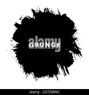 Sfondo nero vettoriale grunge. Texture vettoriale di distress. Isolato. Forma alla moda per badge, emblemi, cornici, etichette e timbri. Pennellate Illustrazione Vettoriale