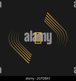 Forma arrotondata astratta gialla. Geometric art elemento di design alla moda per logo, tatuaggio, segno, simbolo, emblema, badge, pagine web, stampe Illustrazione Vettoriale