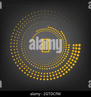 Punti di mezzitoni concentrici arrotondati gialli. Art. Geometrico elemento di design trendy per cornice di bordo, tecnologia rotonda logo, tatuaggio, segno, pagine web, stampa Illustrazione Vettoriale