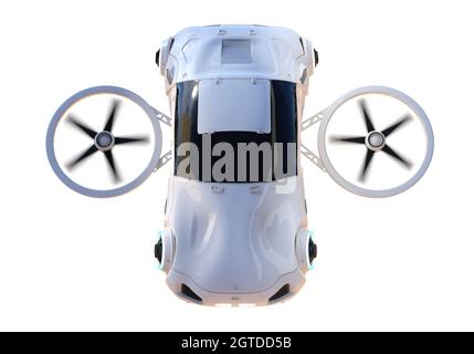 rendering 3d di auto volanti o drone auto Foto Stock