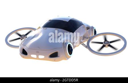 rendering 3d di auto volanti o drone auto Foto Stock